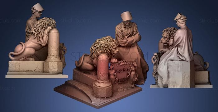 3D model monument with lion (STL)